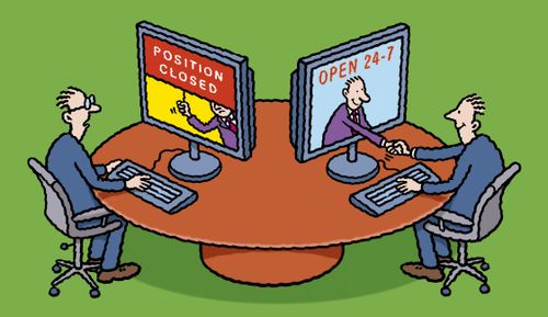 2 men on internet, One happy with 24hr service, the other disappointed by lack of response