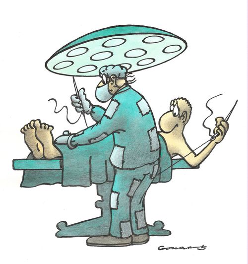 Surgery assisted by the patient.