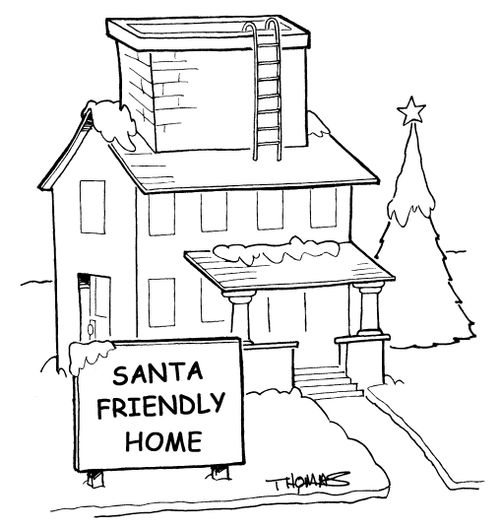 Santa friendly home has giant chimney.