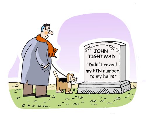 Cemetary memorial shows PIN number never revealed to heirs.