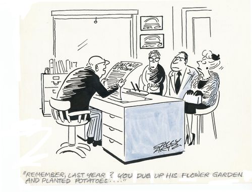 'Remember last year? You dug up his flower garden and planted potatoes...?'