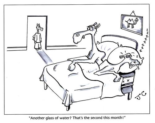 'Another glass of water? That's the second this month!'