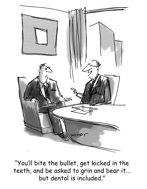 'You'll bite the bullet, get kicked in the teeth, and be asked to grin and bear it...but dental is included.'
