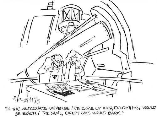 'In the alternate universe I've come up with, everything would be exactly the same except cats would bark.'