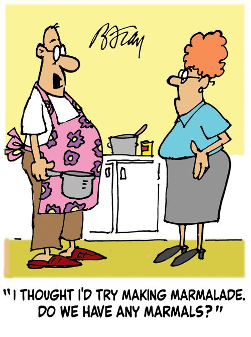 'I thought I'd try making marmalade. Do we have any marmals?'