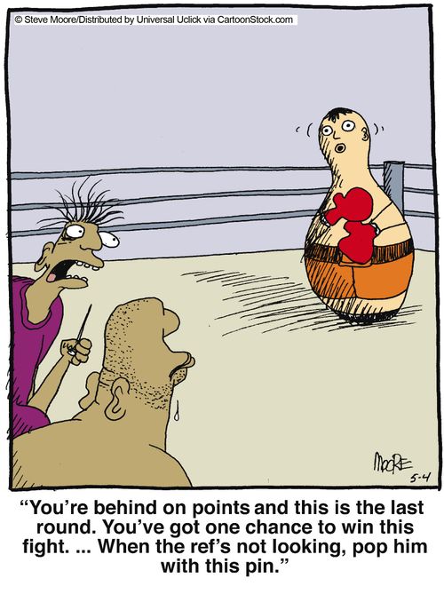 '...When the ref's not looking, pop him with this pin.'