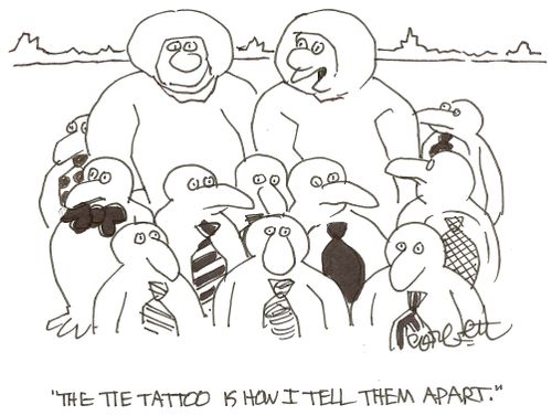 'The tie tattoo is how I tell them apart.'