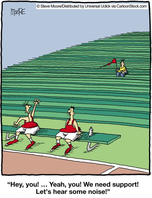 'Hey, you!... Yeah, you! We need support! Let's hear some noise!'