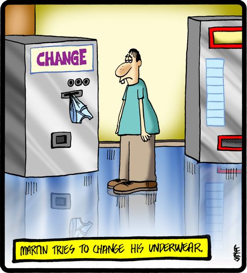 Martin tries to change his underwear.