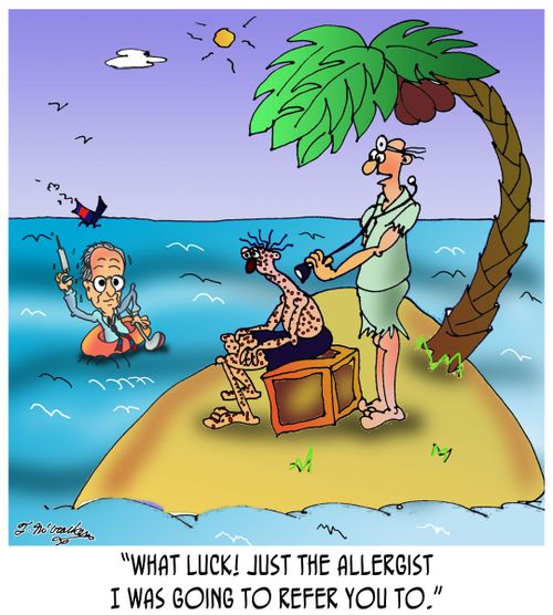 'What luck! Just the allergist I was going to refer you to.'