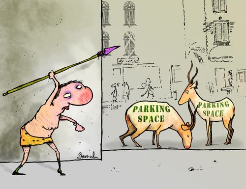 Hunting for parking spaces.