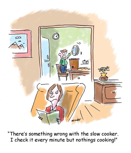 'There's something wrong with the slow cooker. I check it every minute but nothing's cooking!'