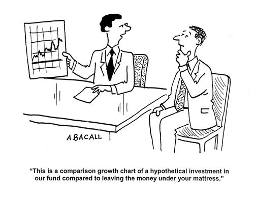 'This is a comparison growth chart of a hypothetical investment in our fund compared to leaving the money under your mattress.'