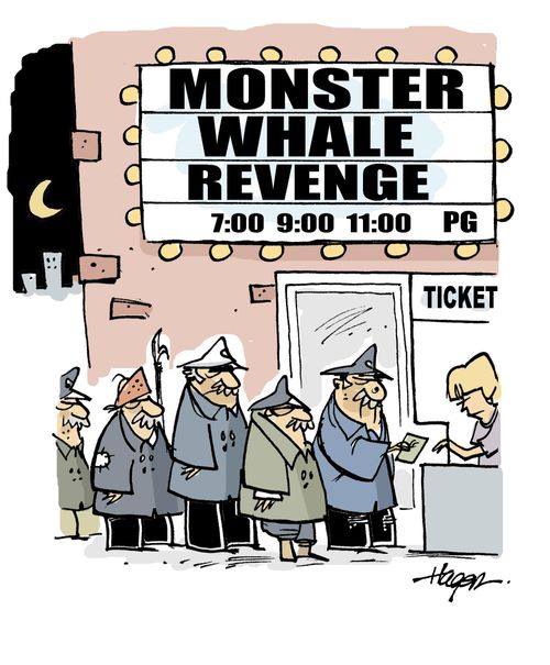 Old sea captains queue to see Monster Whale Revenge.