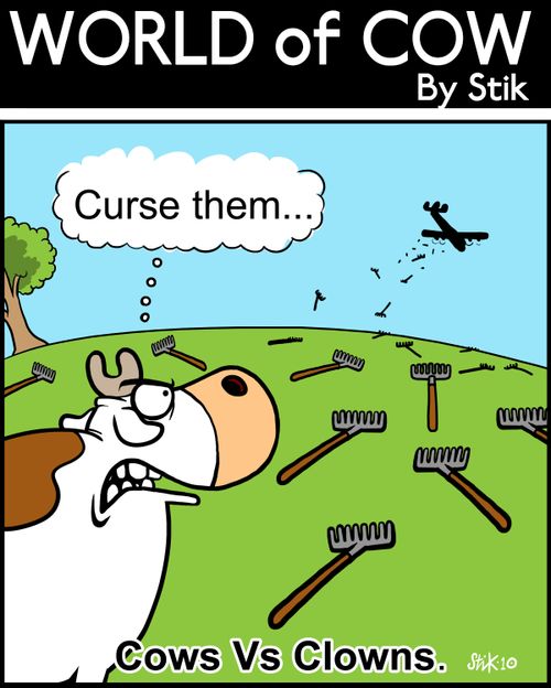 Clowns Rake Bomb the cows field.'Cows Vs Clowns'