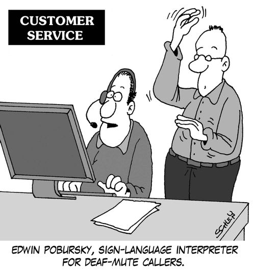 Edwin Pobursky, sign-language interpreter for deaf-mute callers.