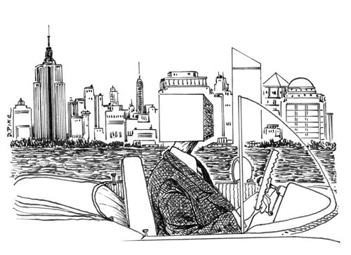 Blok drives by New York City.