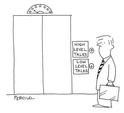 Elevator going to either high or low level talks.