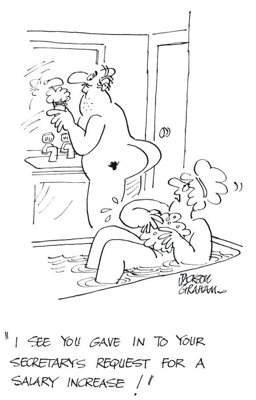'I see you gave in to your secretary's request for a salary increase!'