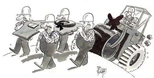 Funeral of a steam roller engineer.