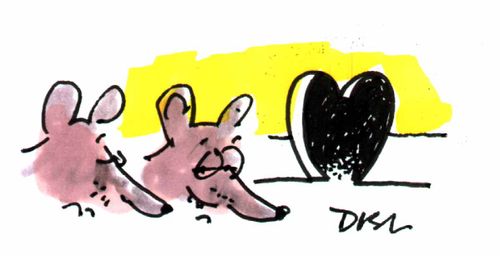 Mouse showing wife the heart shaped mouse he has made