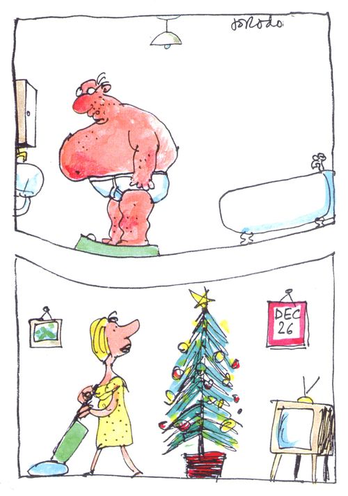 Underneath an overweight.