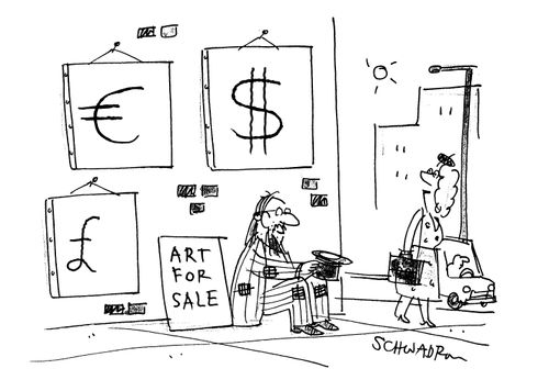 Art for sale (Euro, Dollar and Pound signs).
