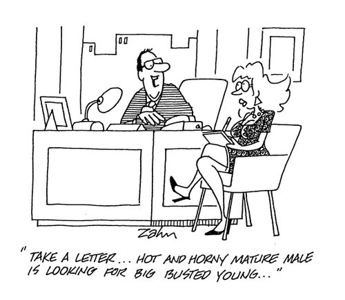 'Take a letter...hot and horny mature male is looking for big busted young...'