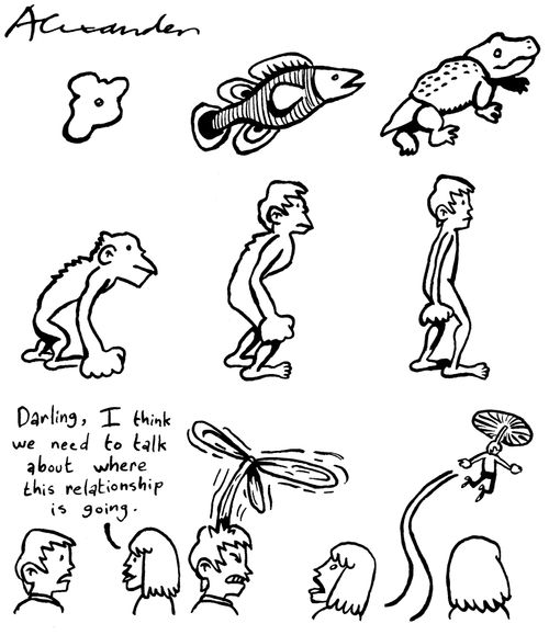 "Darling, I think we need to talk about where this relationship is going..."  Male evolution.