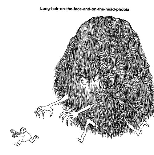 Long hair on the face and on the head phobia.