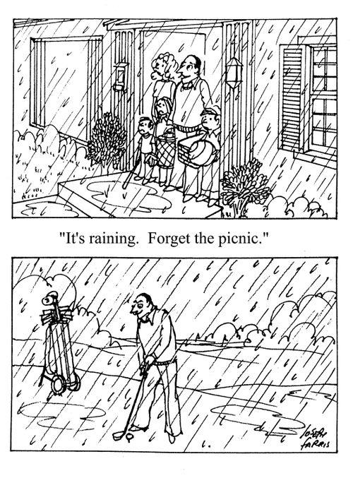 'It's raining. Forget the picnic.'
