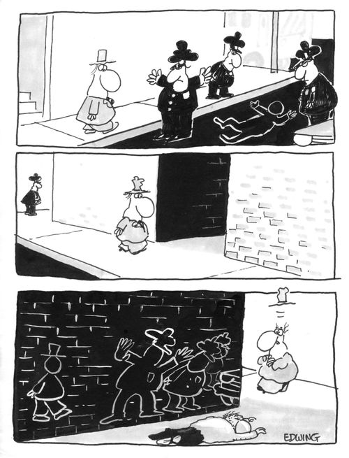 Chalk outlines.