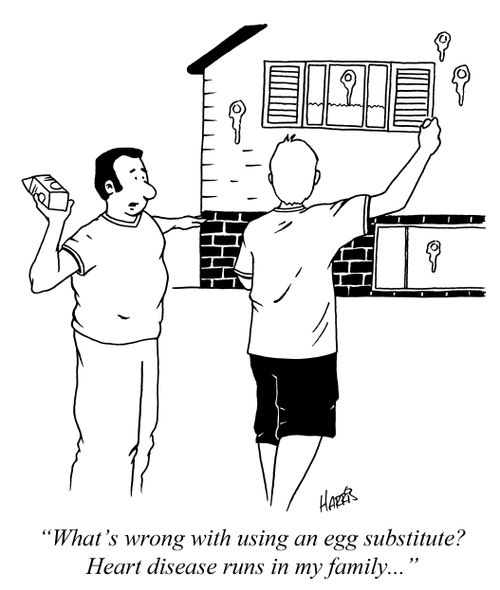 'What's wrong with using an egg substitute? Heart disease runs in my family...'