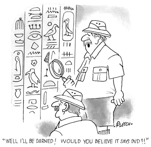 'Well I'll be darned! Would you believe it says DVD?!'
