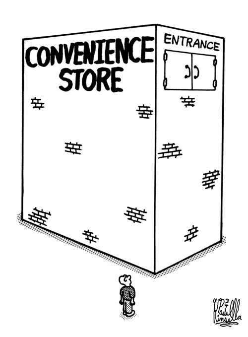 Convenience Store Entrance is Inconvenient.