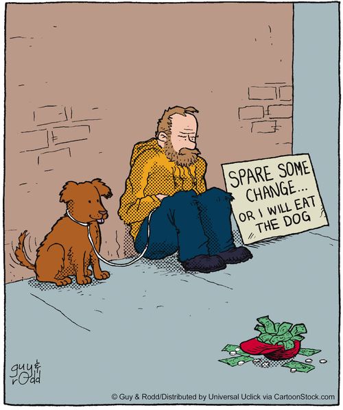 Spare some change... or I will eat the dog.