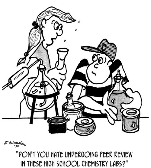 'Don't you hate undergoing peer review in these high school chemistry labs?'