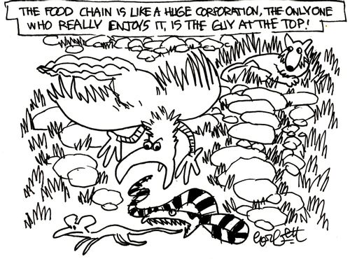 The food chain is like a huge corporation, the only one who really enjoys it, is the guy at the top! 