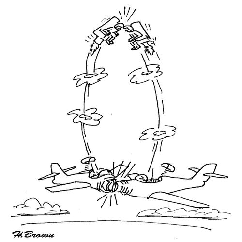 Two pilots ejected out of their colliding planes collide.