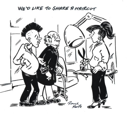 'We'd like to share a haircut.'