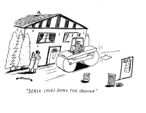 'Derek loves doing the ironing.'