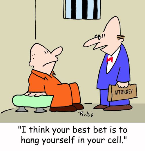 'I think your best bet is to hang yourself in your cell.'