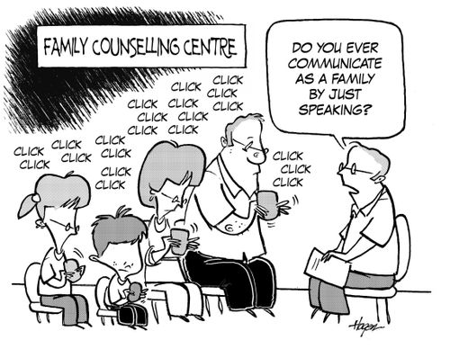 'Do you ever communicate as a family by just speaking?'