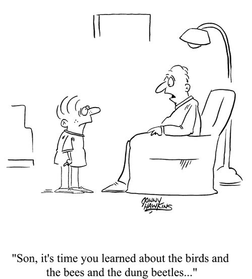 Son, it's time you learned about the birds and the bees and the dung beetles