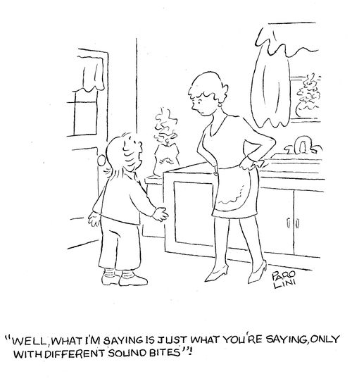 'Well, what I'm saying is just what you're saying only with different sound bites'!'