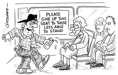 'Please give up this seat to those less able to stand.'