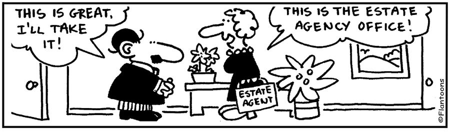 'This is great, I'll take it.' 'This is the estate agency office.'