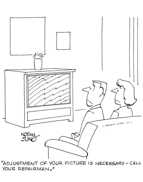 'Adjustment of your picture is necessary - call your repairman.'