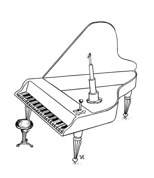 Piano Lid Opened by Lever