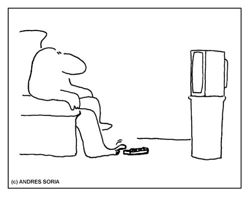 Man changing channels with his toe